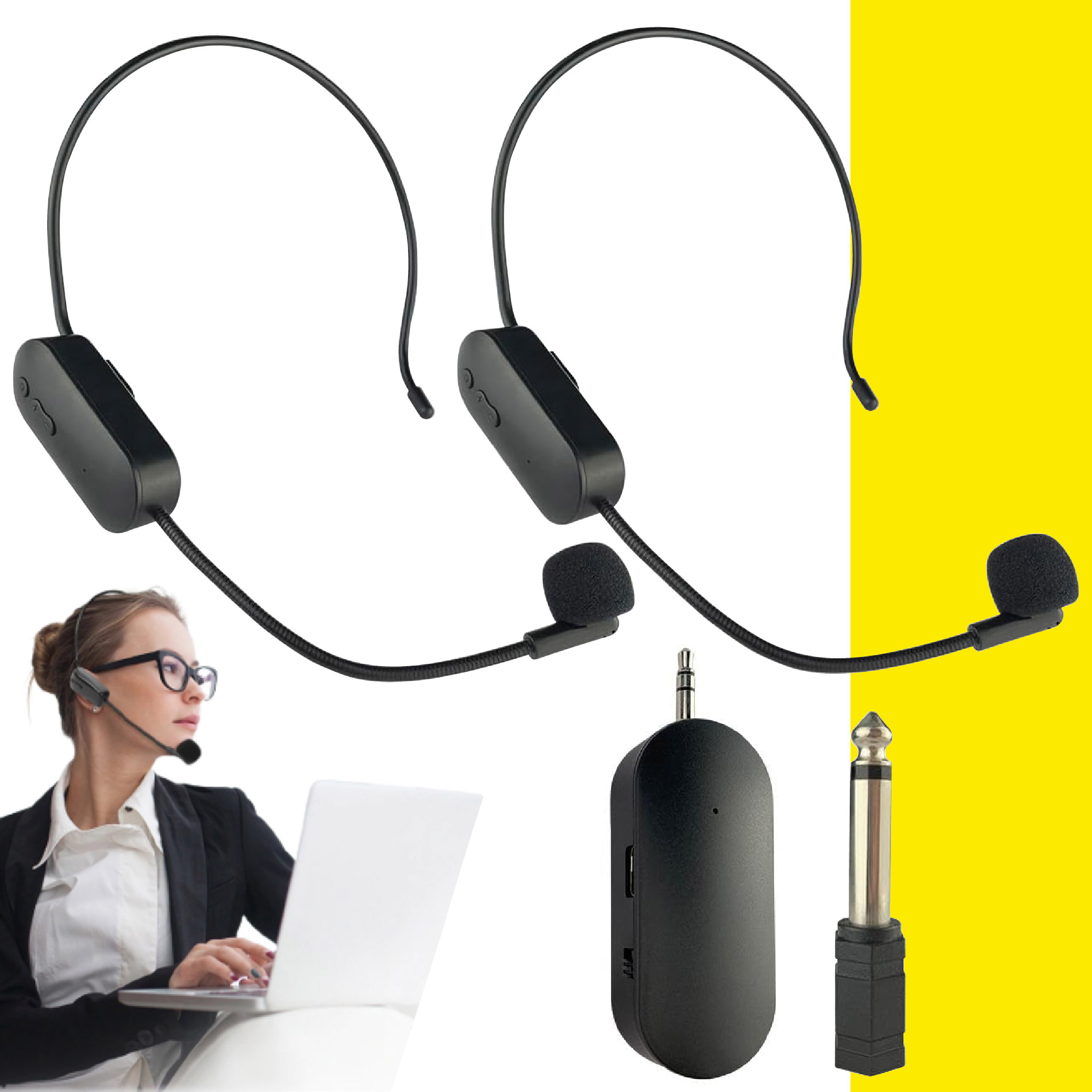 Miniatura 2 de Set X2 Microfonos Diadema Inalambricos