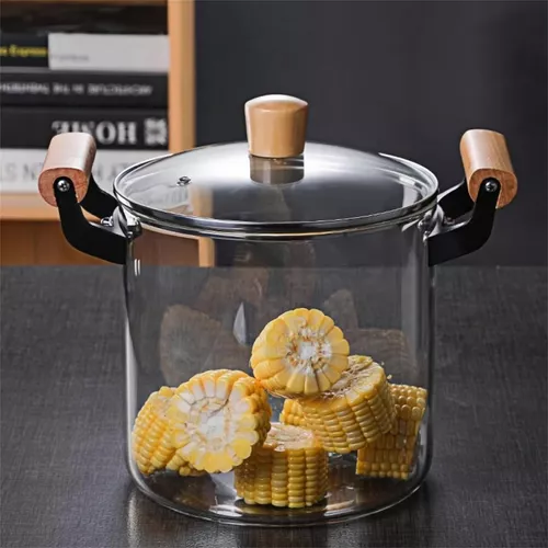 Miniatura 2 de Olla De Vidrio Con Mangos De Madera