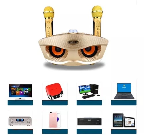 Vista 3 de PARLANTE KARAOKE SD306 2 MICROFONOS - COLOR: DORADO