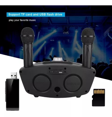 Vista 4 de PARLANTE KARAOKE SD306 2 MICROFONOS - COLOR: DORADO