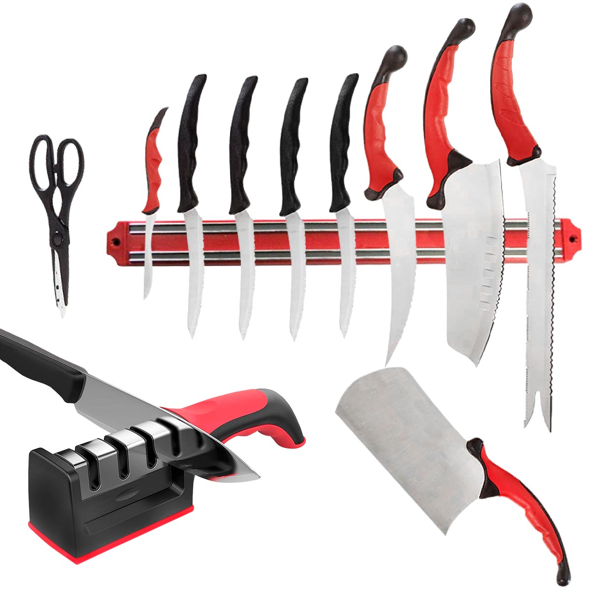 Set cuchillos x10 Acero + Afilador SCA01