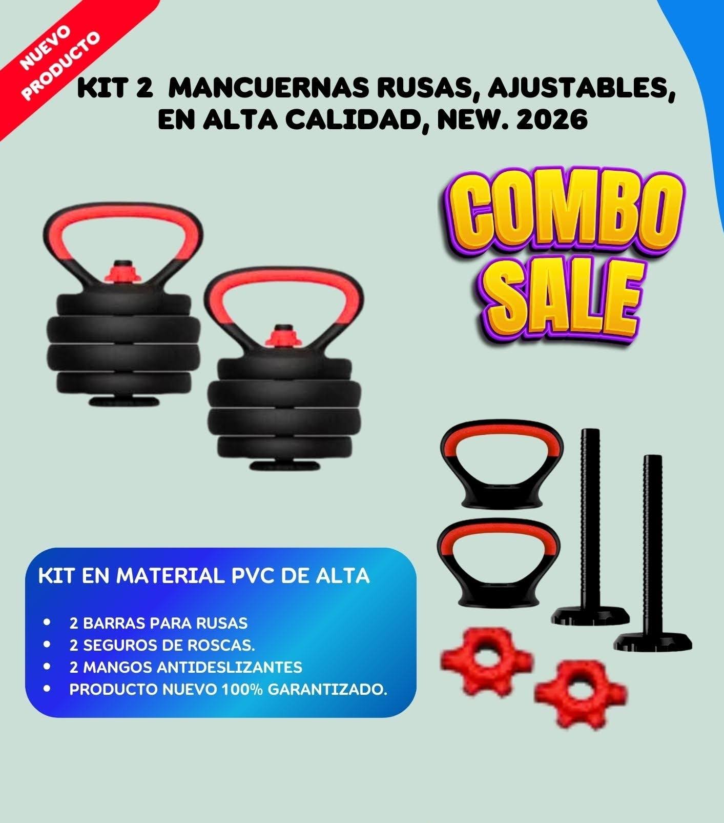 Kit De 2 Mancuernas Rusa De 3 Pcs-Pvc