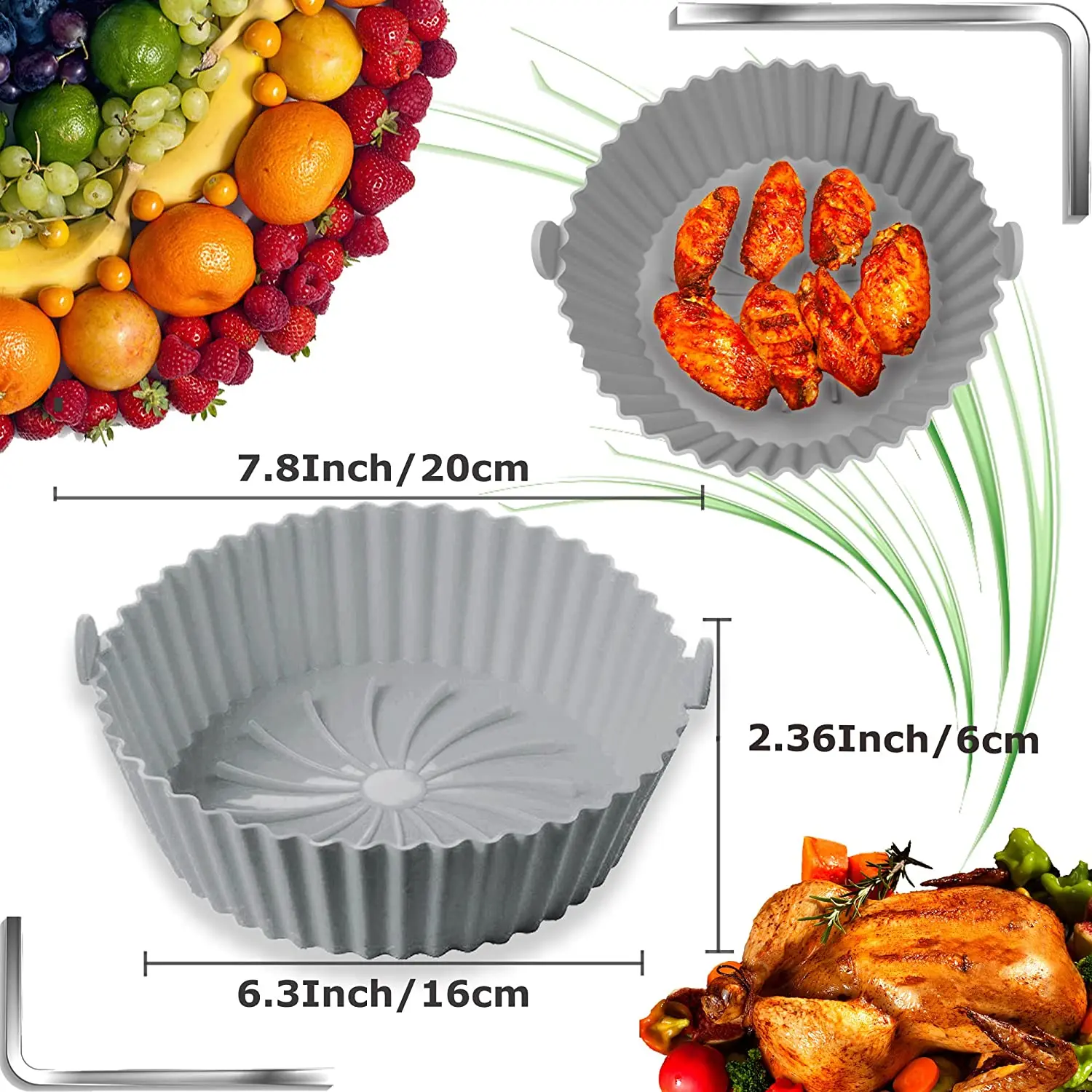 Vista 2 de Molde protector air fryer freidora aire - COLOR: NEGRO