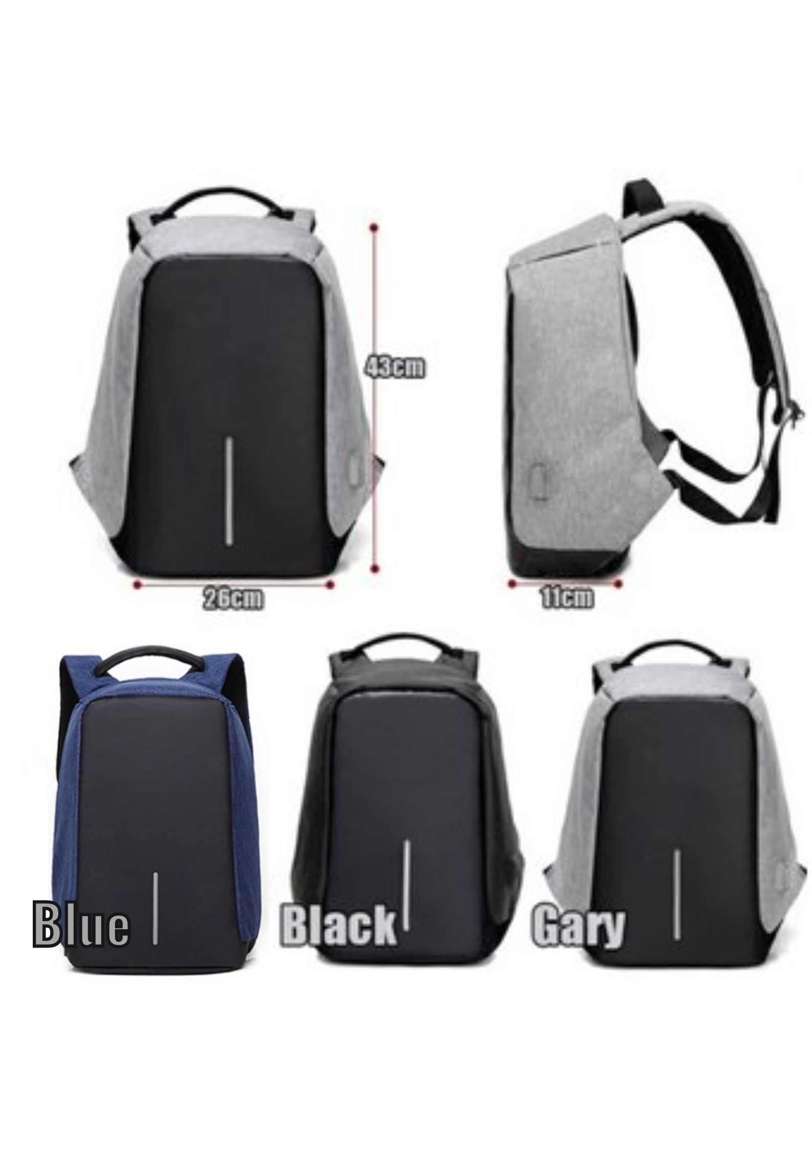 Vista 3 de Maleta Maletín Antirrobo Impermeable - Color: Gris