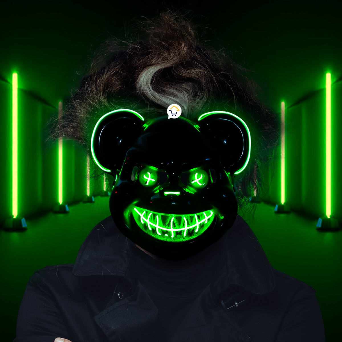 Mascara Neon Oso Asesino Disfraz KG552