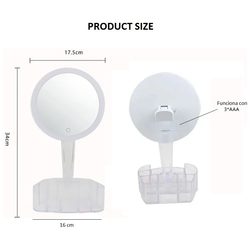Espejo Luz Led Con Organizador