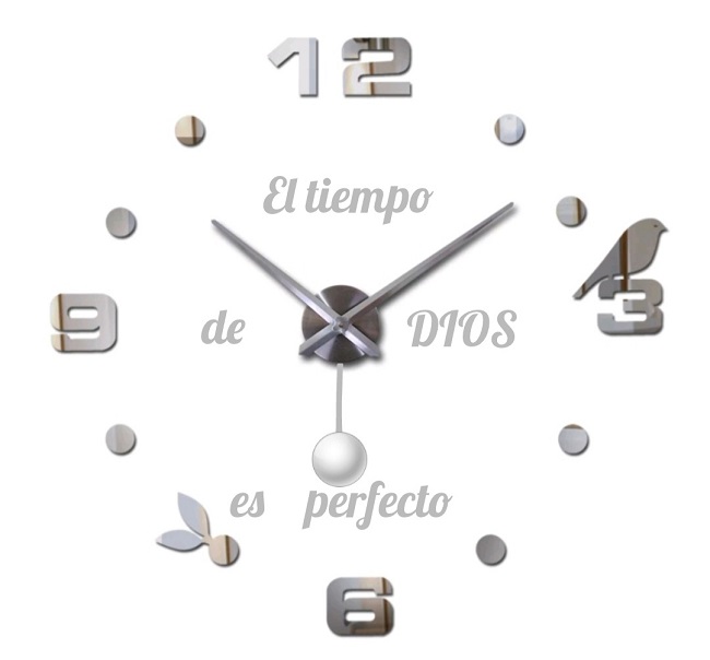 reloj con pendulo + frase en vinilo