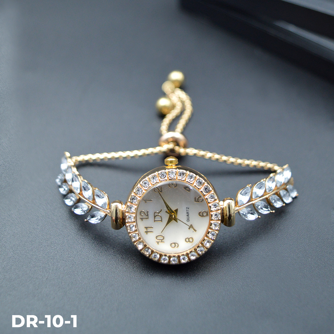 DR-10 RELOJ PULSERA DORADO TIPO JOYA