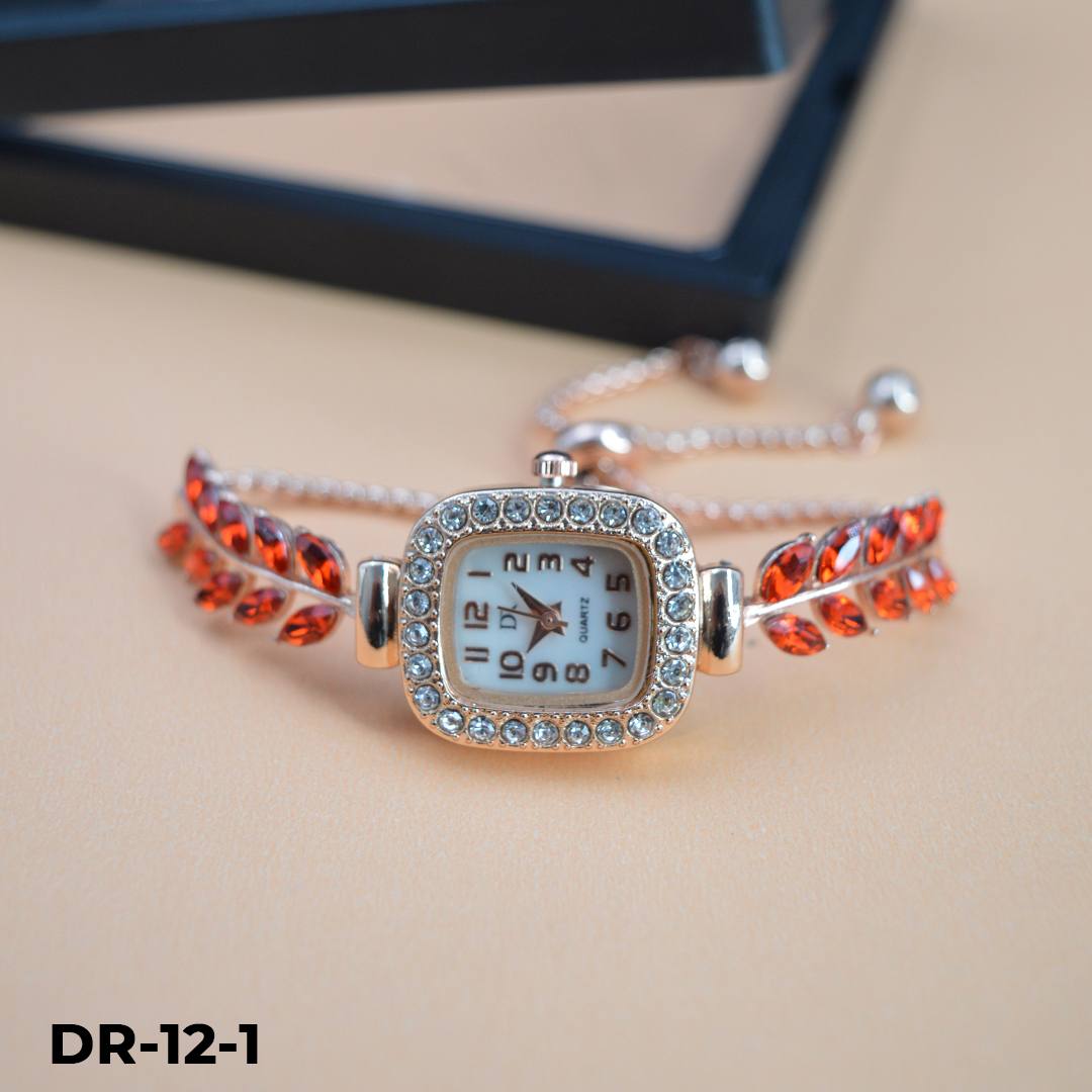 DR-12 RELOJ PULSERA DORADO TIPO JOYA