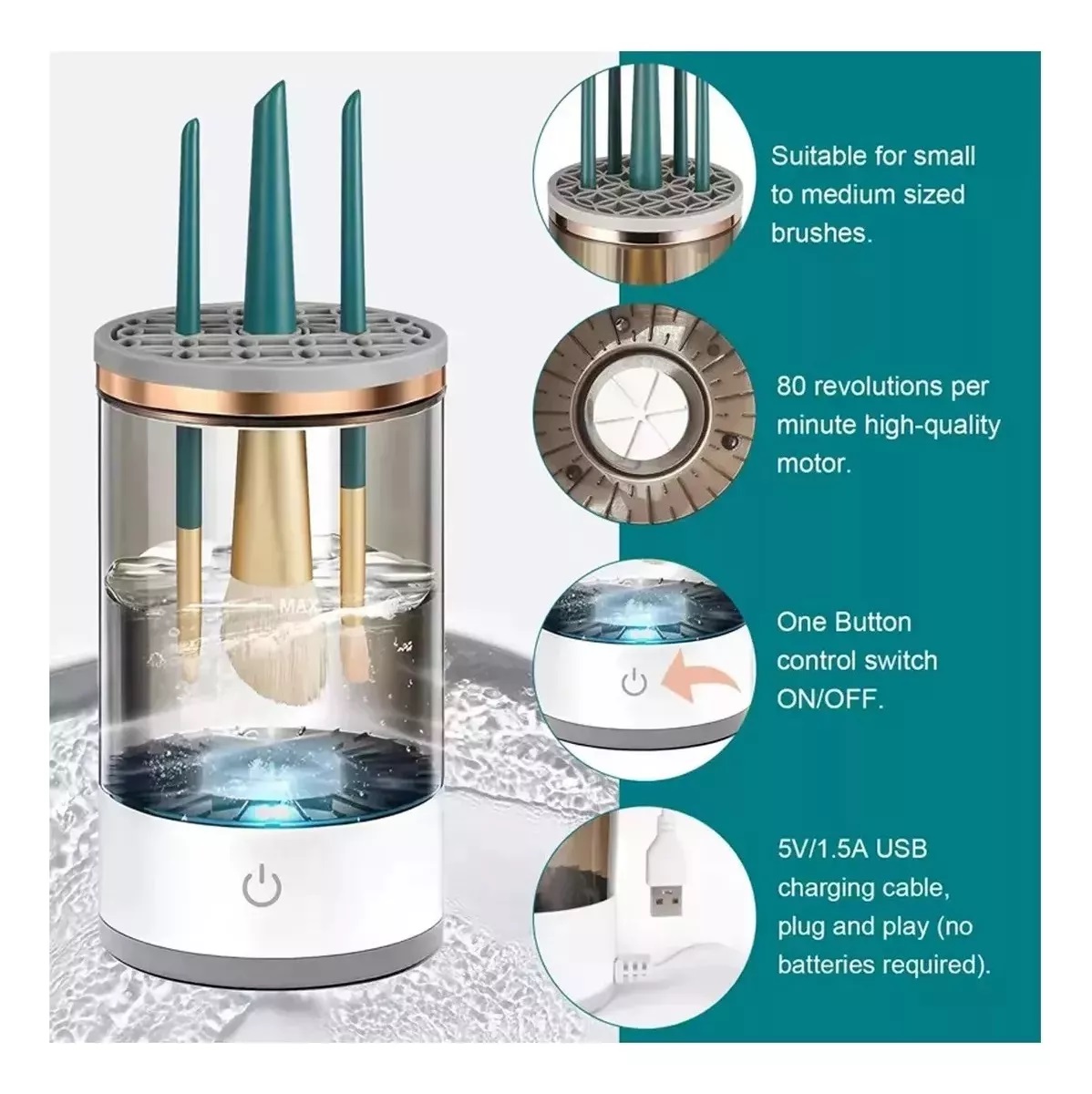 Miniatura 5 de Limpiador Eléctrico Brochas Maquillaje