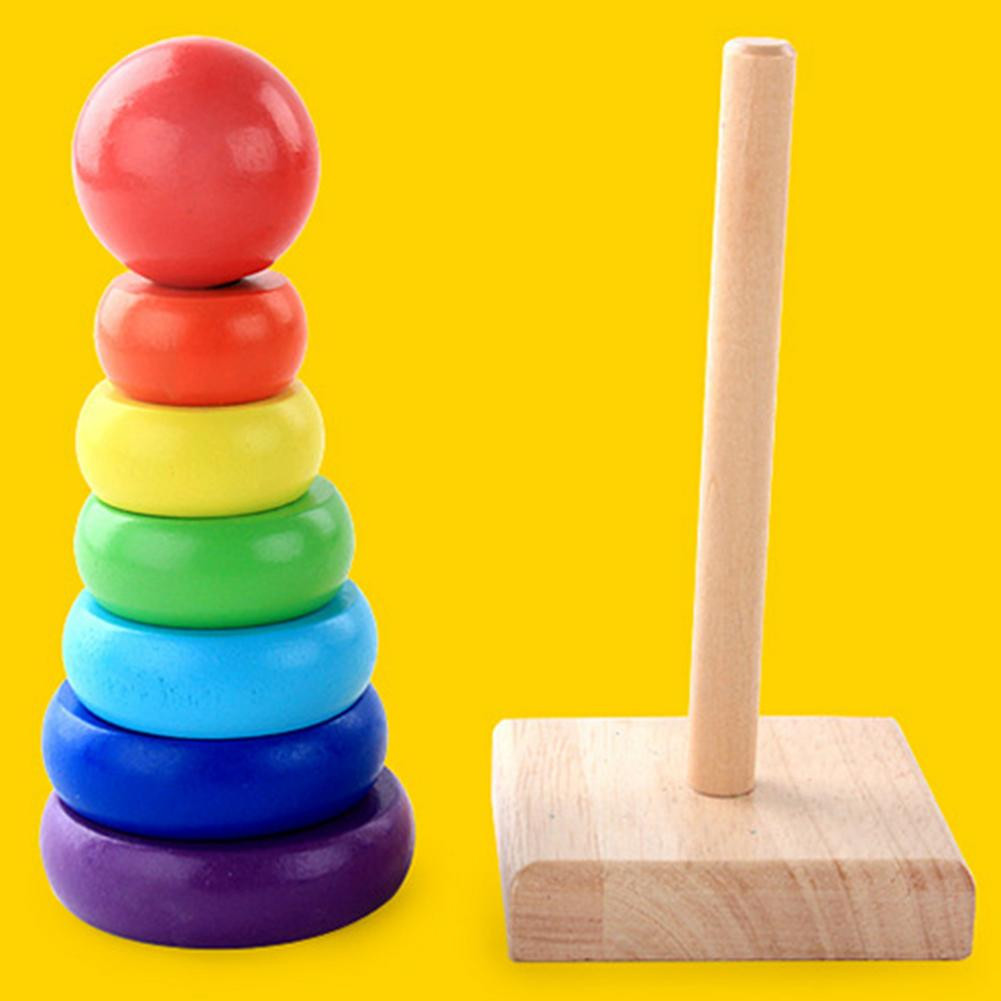 Torre Anillos De Madera Arcoiris Didacti