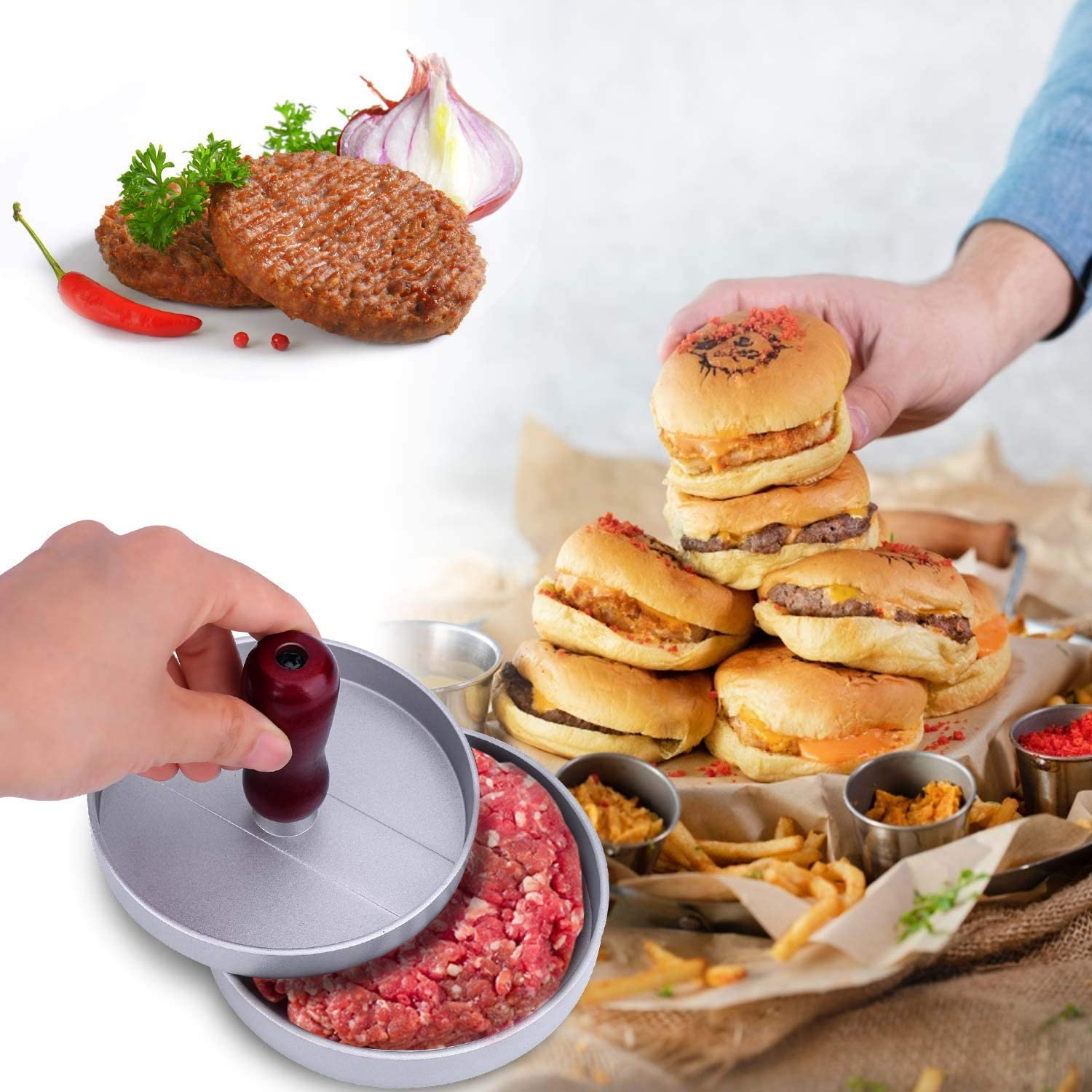 Miniatura 2 de Molde prensa carne Hamburguesa Metal