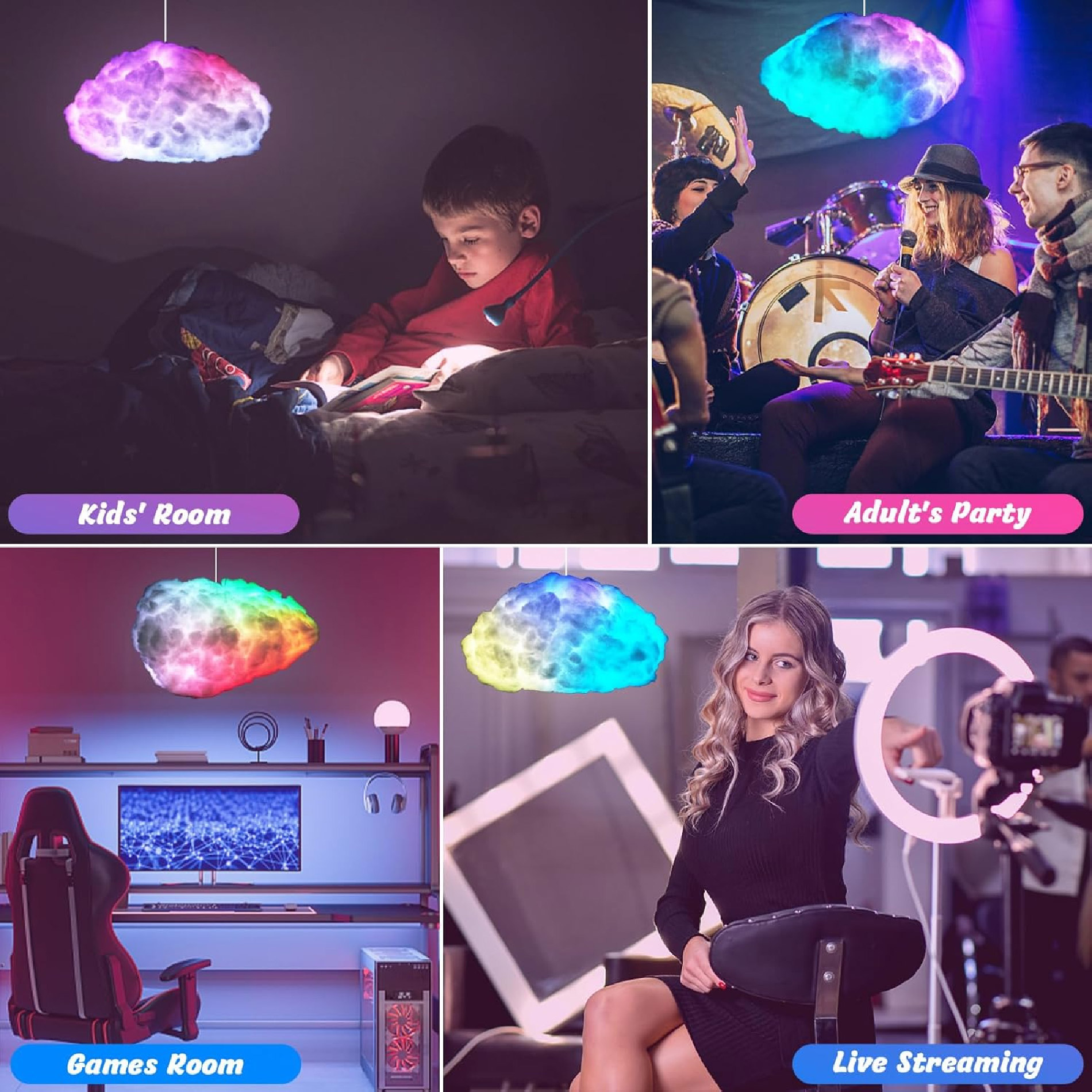 Miniatura 4 de Lampara Led 3d Decorativa De Nube Rgb