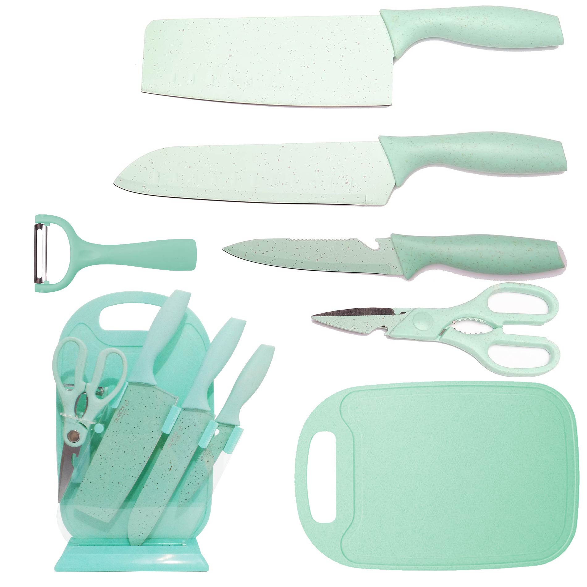 Vista 6 de Set X7 Cuchillos Acero Inoxidable + Base - Color: Azul