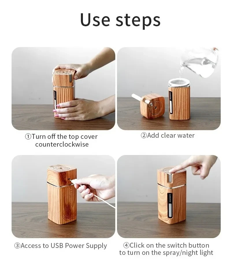 Vista 4 de Humidificador Difusor Con Luz Led L1 - COLOR: CLARO