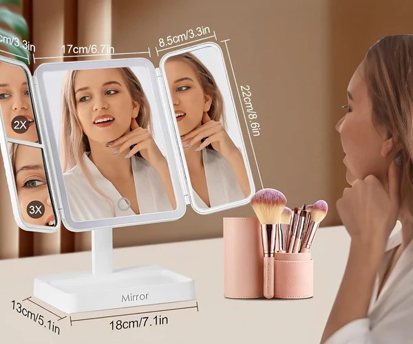 ESPEJO DE MAQUILLAJE CON LUZ LED