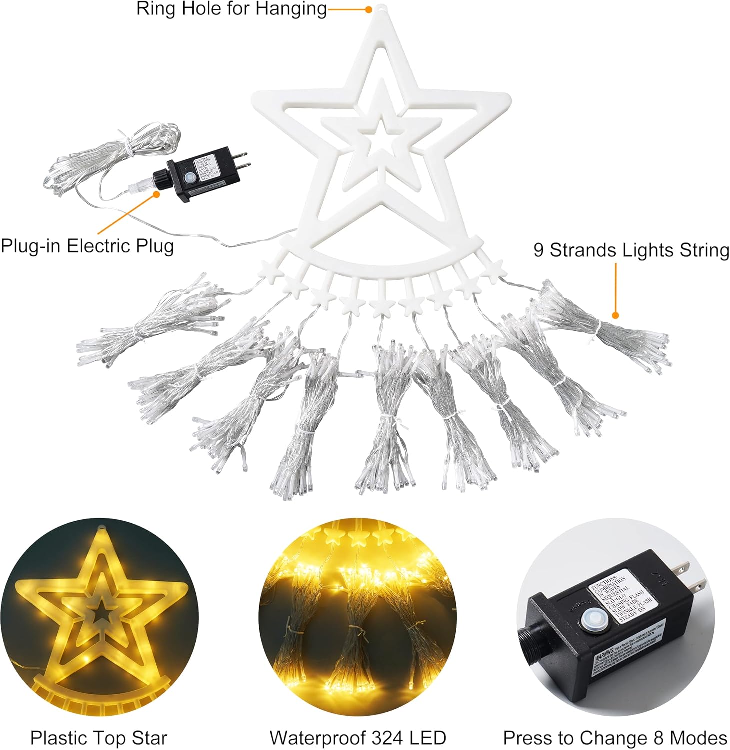 Cortina para arbol navidad luces Led
