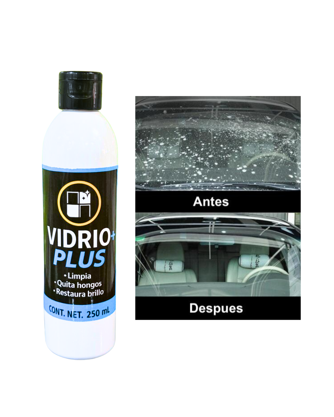 Vidrio+Plus limpia quita, hongo y brilla