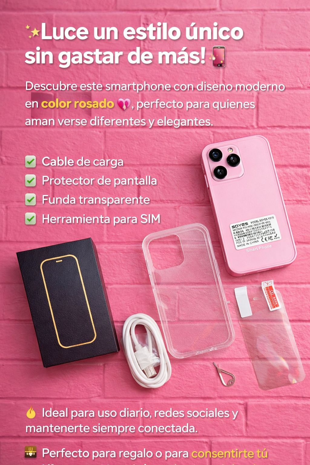 Vista 2 de MINI CELULAR - COLORES: ROSADO