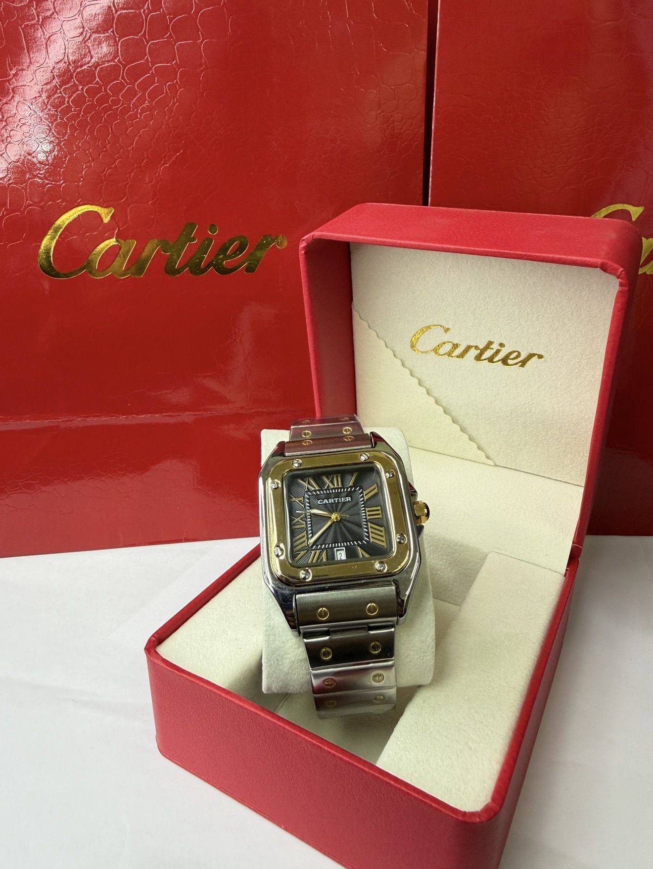 Miniatura 9 de Cartier santos - Color: plata x negro