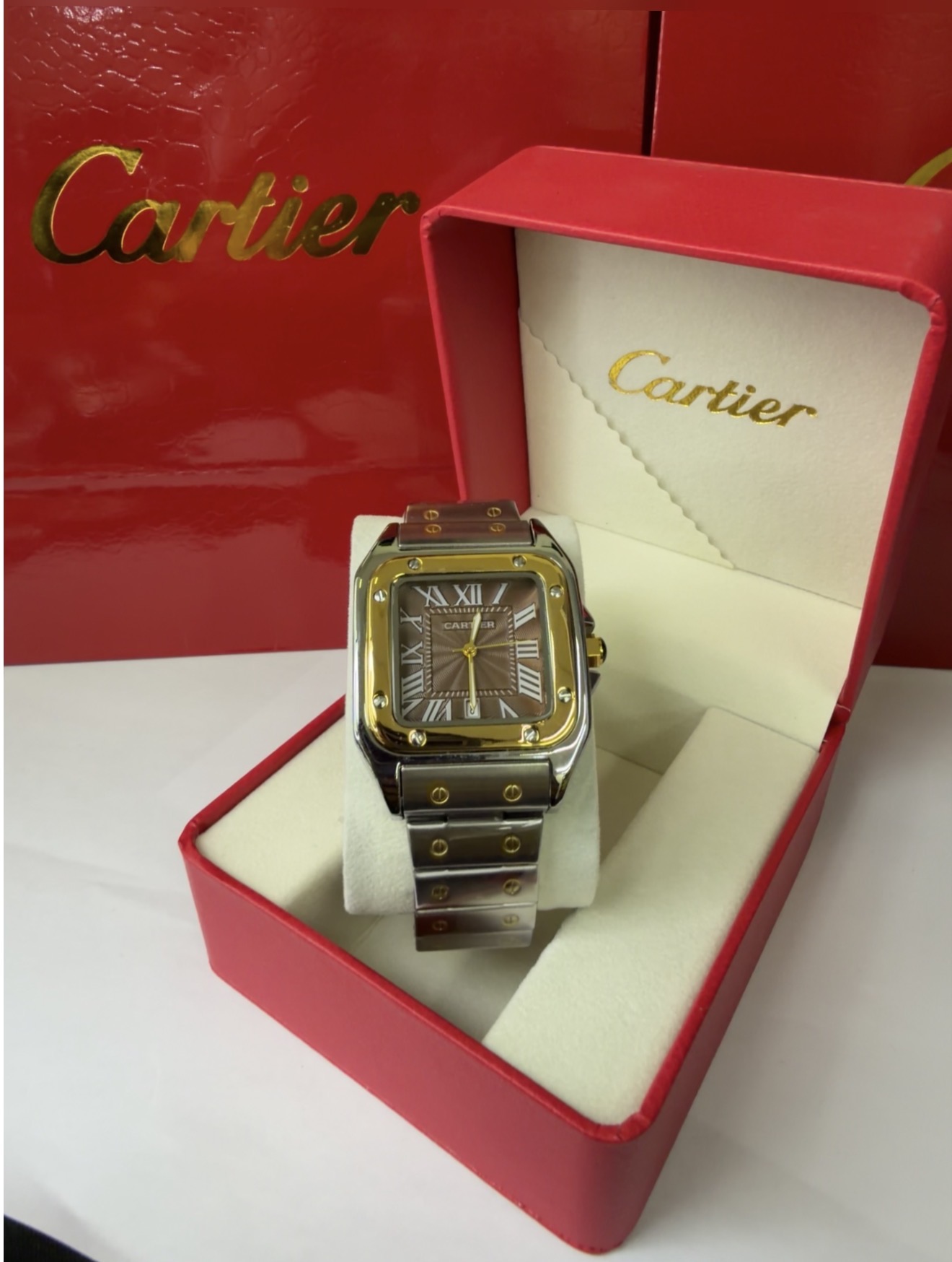 Miniatura 3 de Cartier santos - Color: plata x negro