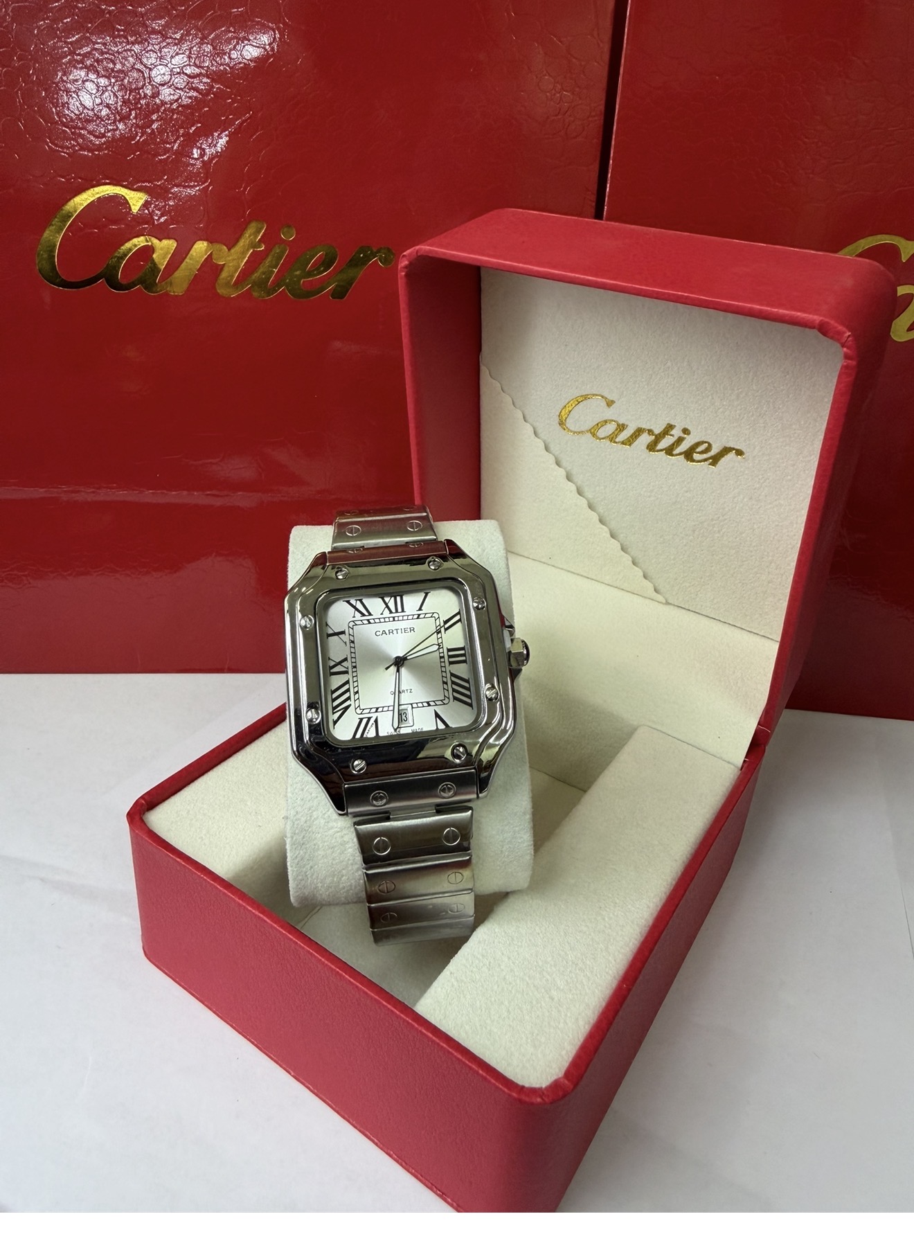 Miniatura 8 de Cartier santos - Color: plata x negro