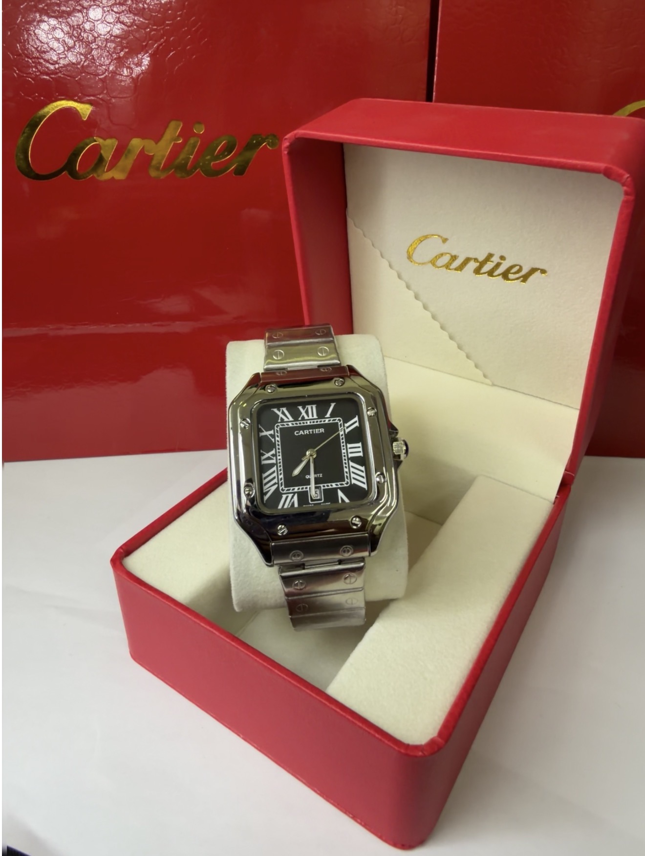 Miniatura 4 de Cartier santos - Color: plata x negro