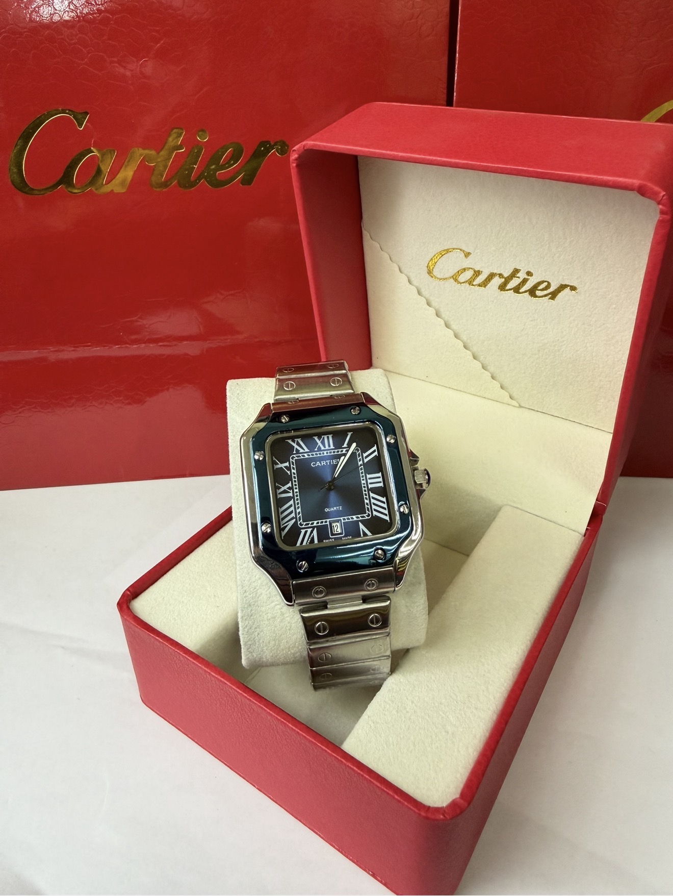 Miniatura 6 de Cartier santos - Color: plata x negro