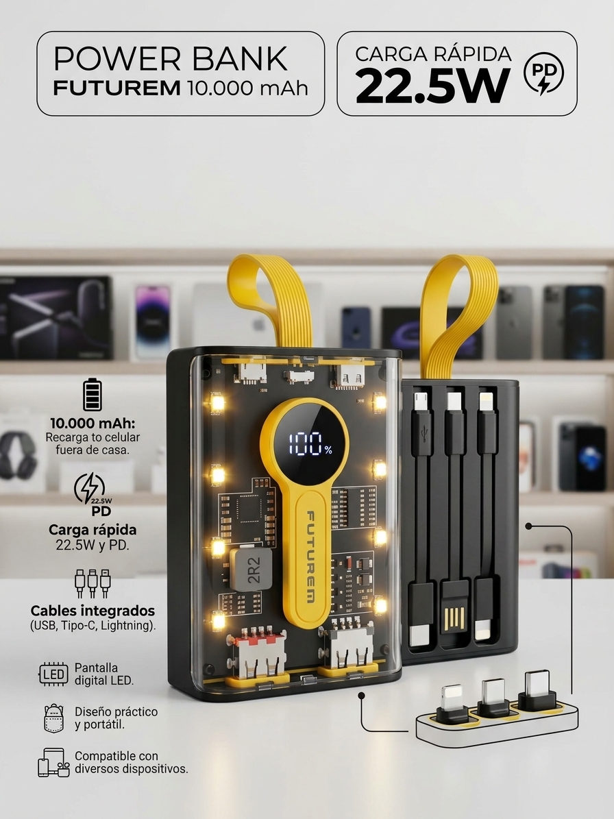 POWER BANK 10.000 mAh CARGA RAPIDA