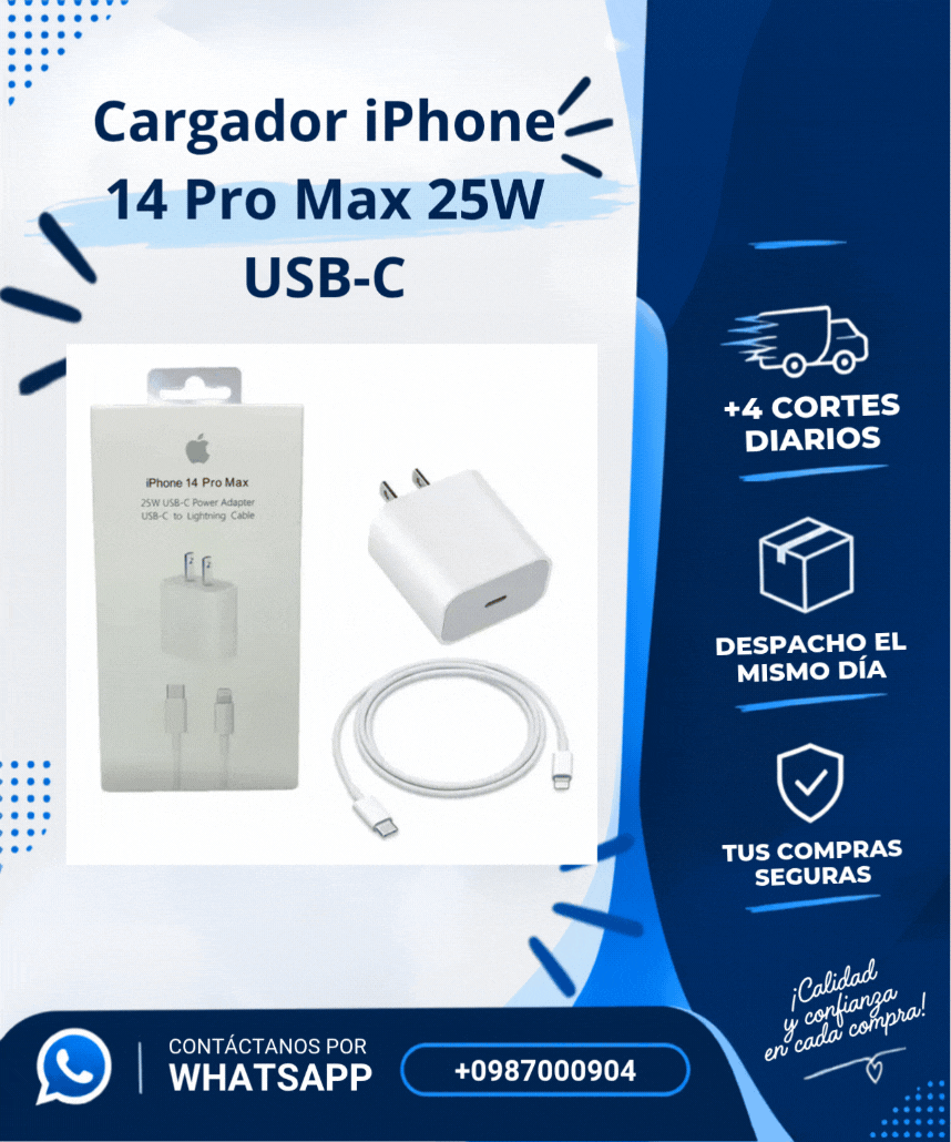 Cargador De IPhone 14 Pro Max 25W USB-C