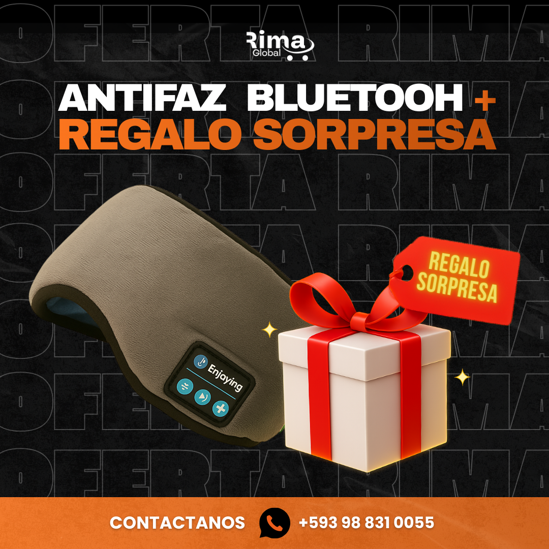 ANTIFAZ CON BLUETOOH + PARCHES PARA PIES - NEGRO: GRIS