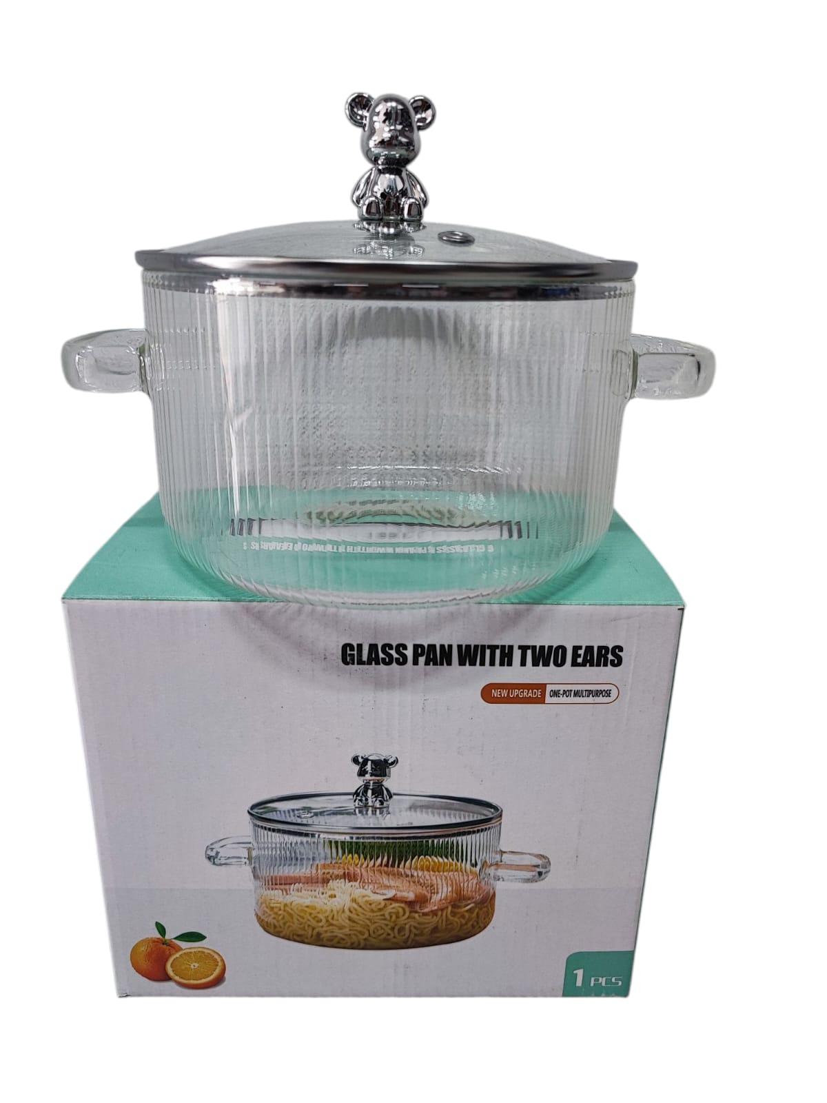 OLLA DE VIDRIO CON TAPA