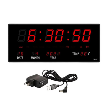 RELOJ DIGITAL GRANDE DE PARED LED USB