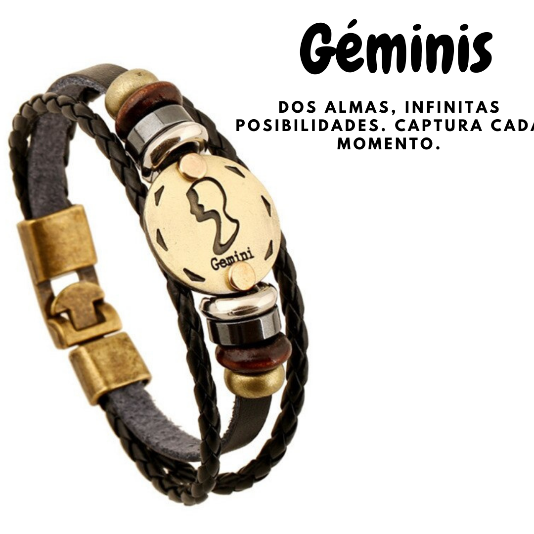Pulsera Zodiacal Géminis Dorada disponible en Yaxa Mexico