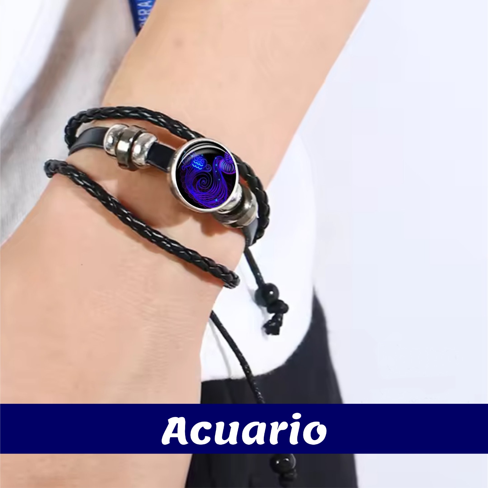 Pulsera Zodiacal Acuario Morada disponible en Yaxa Mexico