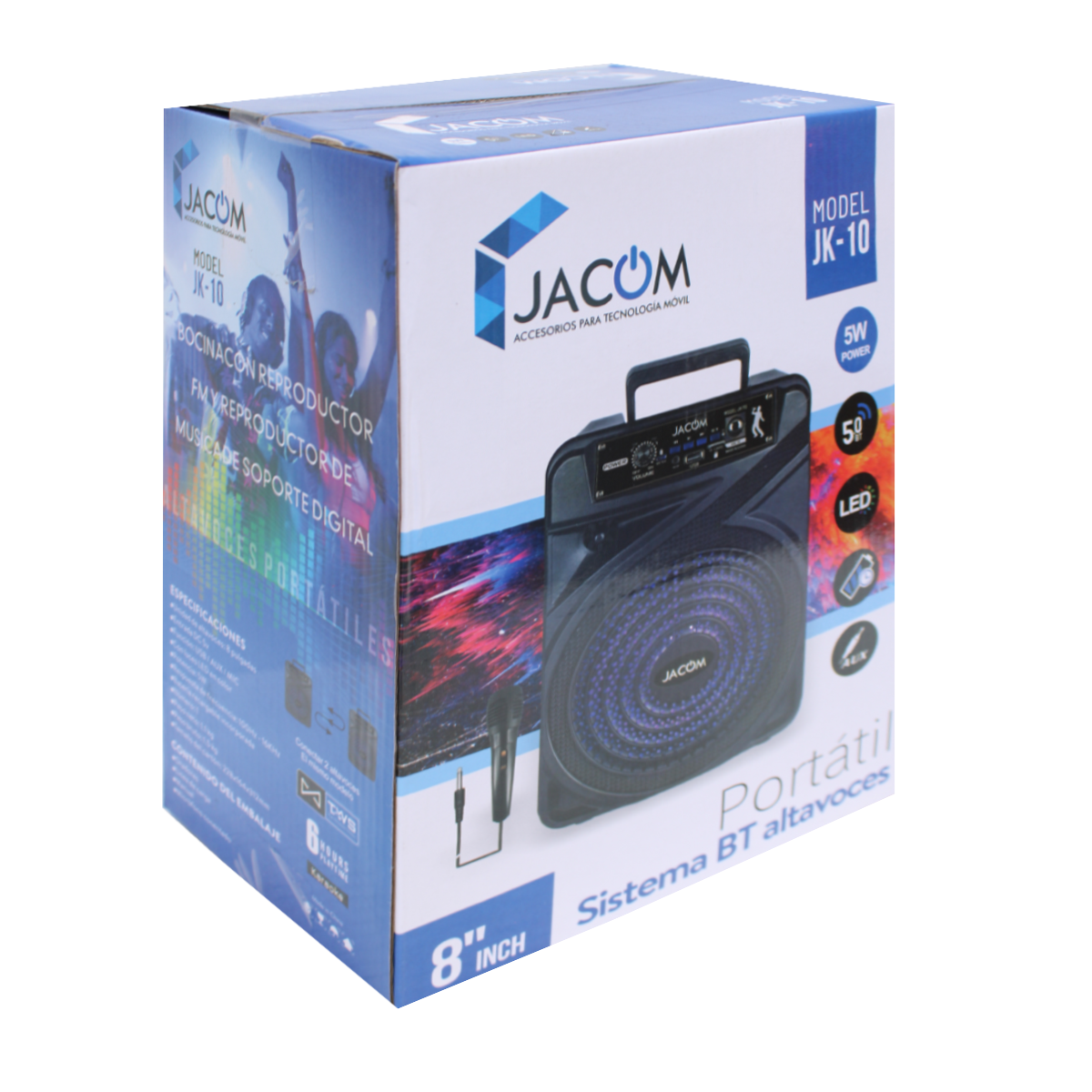 Vista 2 de BOCINA BT 8" RGB MICROFNO AUX RADIO JK10