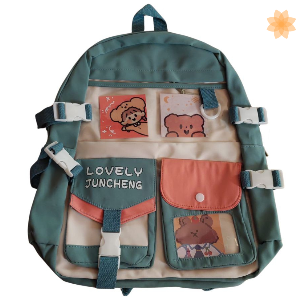 Mochila Para Niños Escolar Kawaii -VERDE