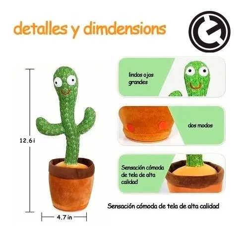 Vista 2 de Juguete Cactus Bailarin Graba e Imita