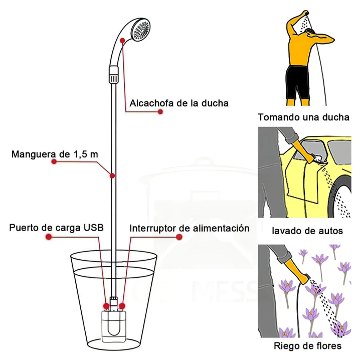 Ducha Portátil Recargable: ¡Tu Baño al Aire Libre!