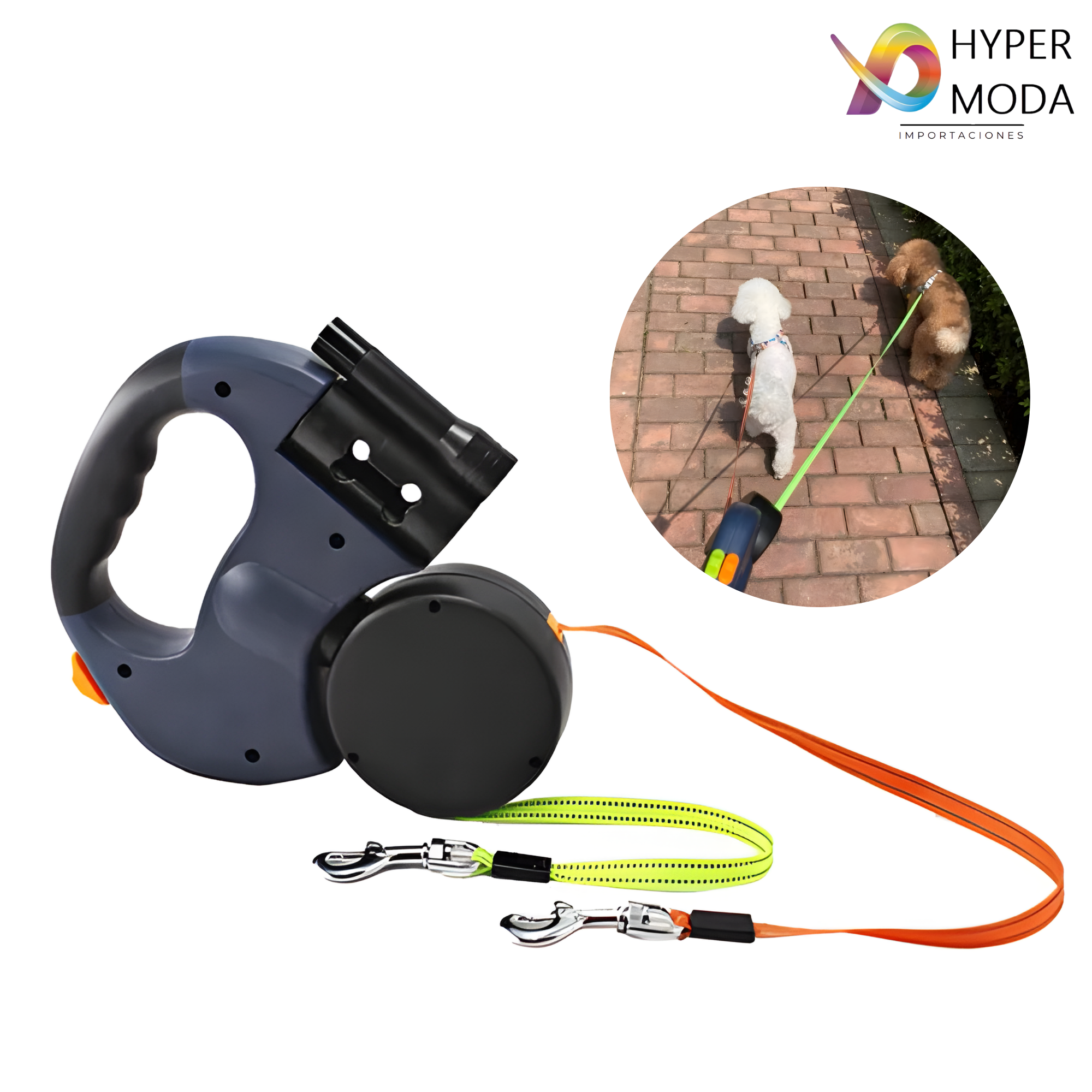 Correa Doble Retractil Para Perros