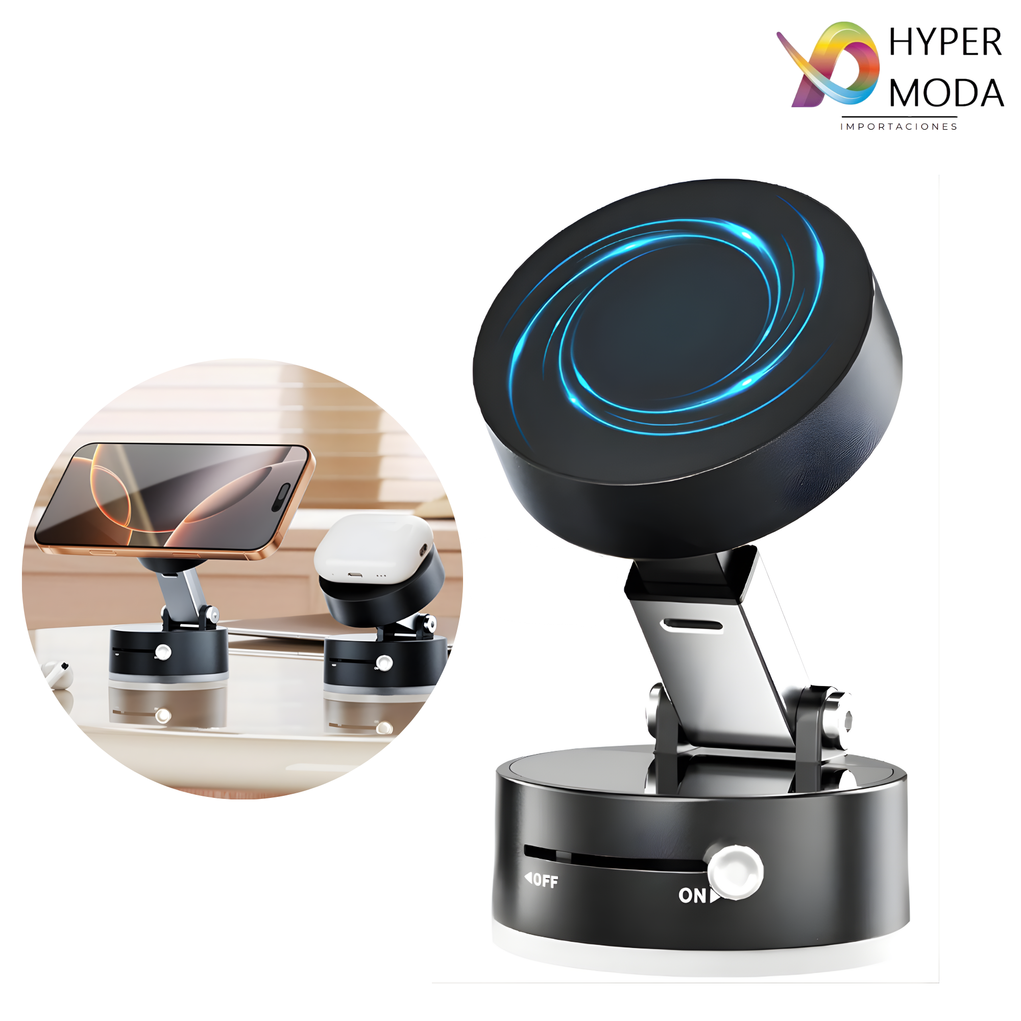 Soporte Magnetico NEGRO Con Ventosa