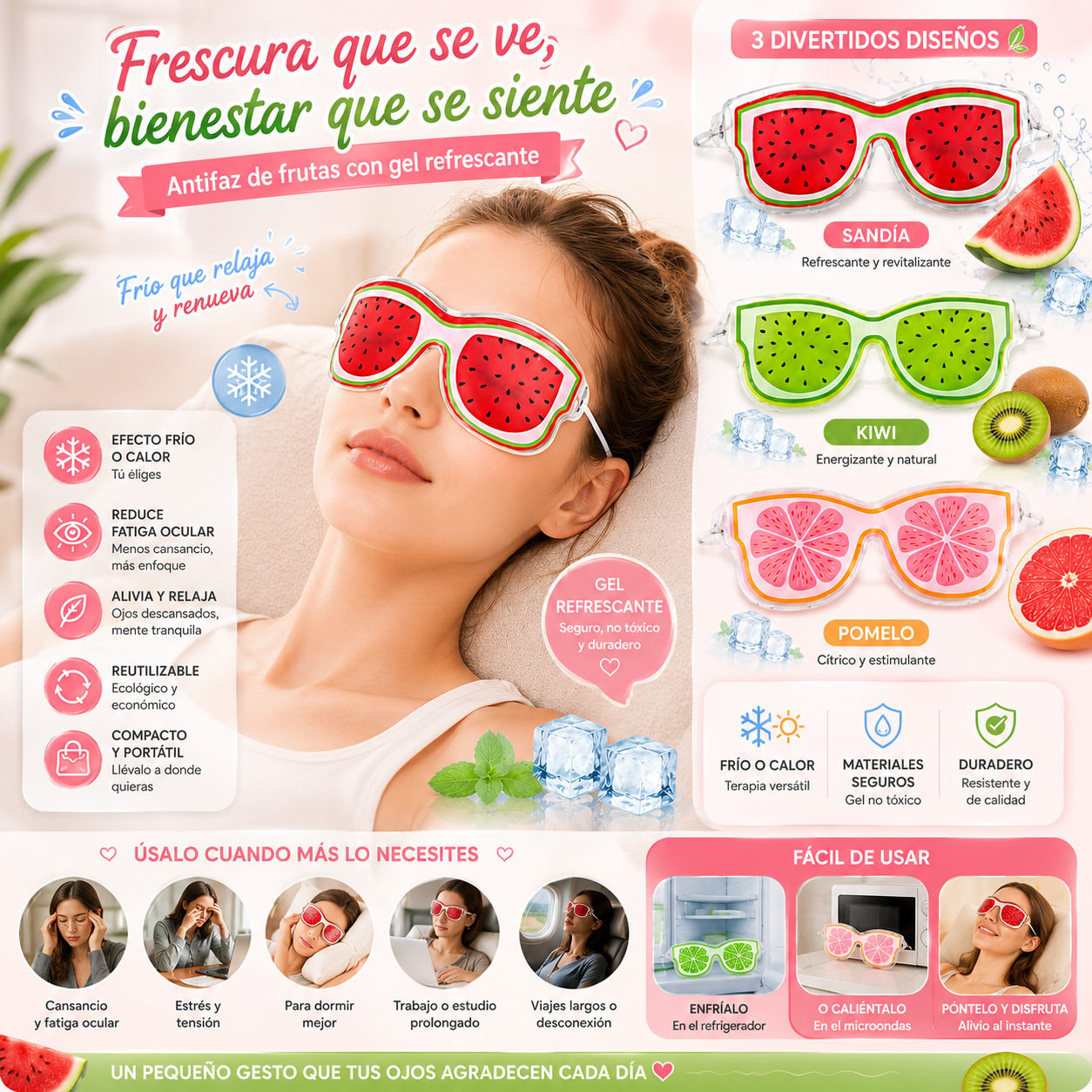 Antifaz Frutal Frío/Calor Reutilizable