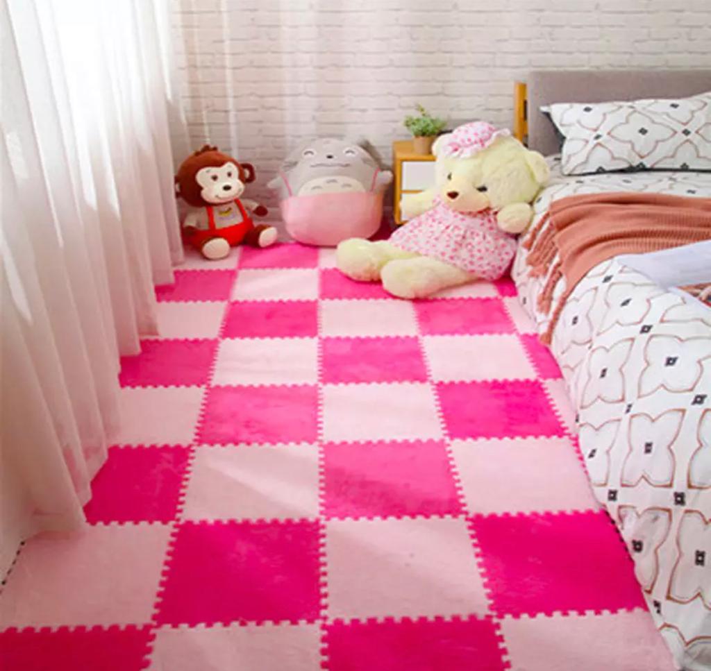 Alfombra rompecabezas afelpada - color: celeste