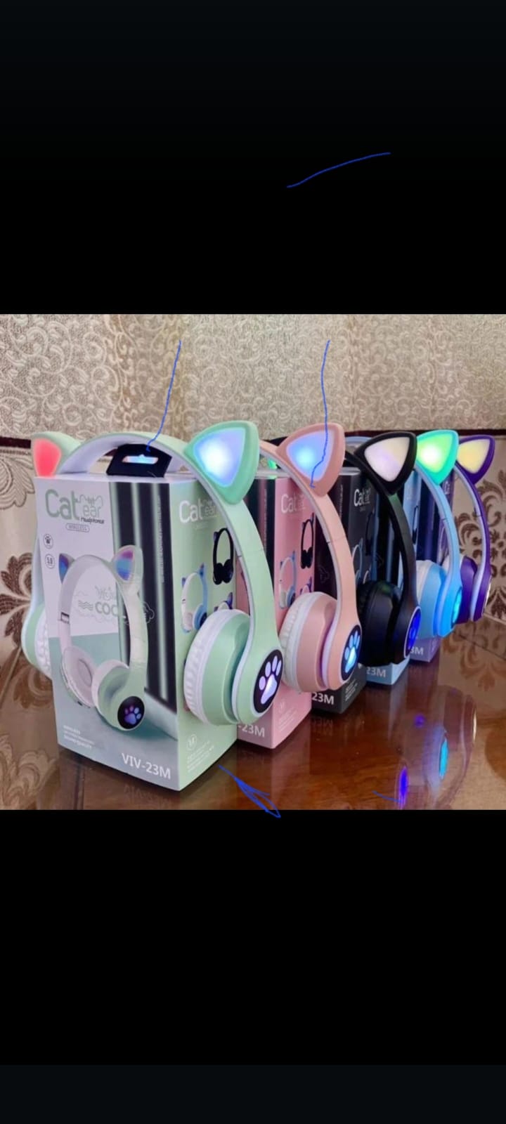 AURICULAR CON OREJAS DE GATO LED