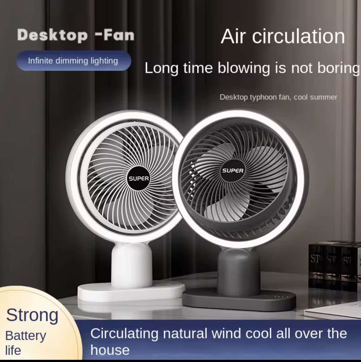 Vista 3 de VENTILADOR DE MESA USB 8 PULGADAS - color: verde